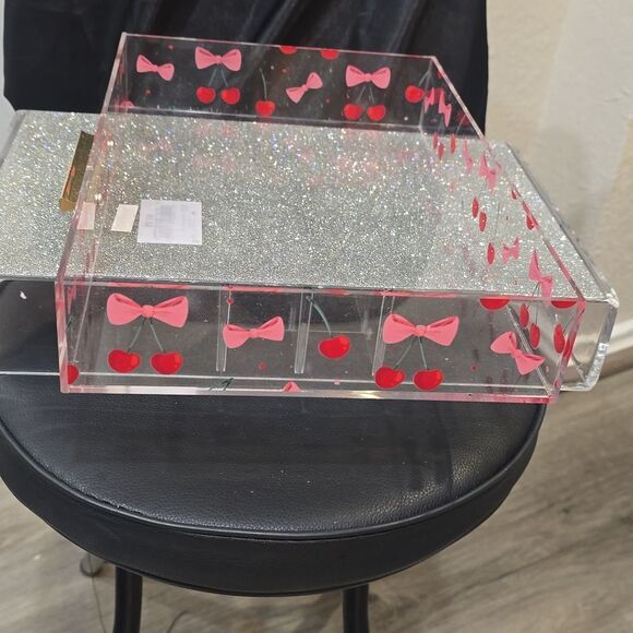 At Home Cherry & Bow Patterned Acrylic Decorative Tray - Picture 5 of 7